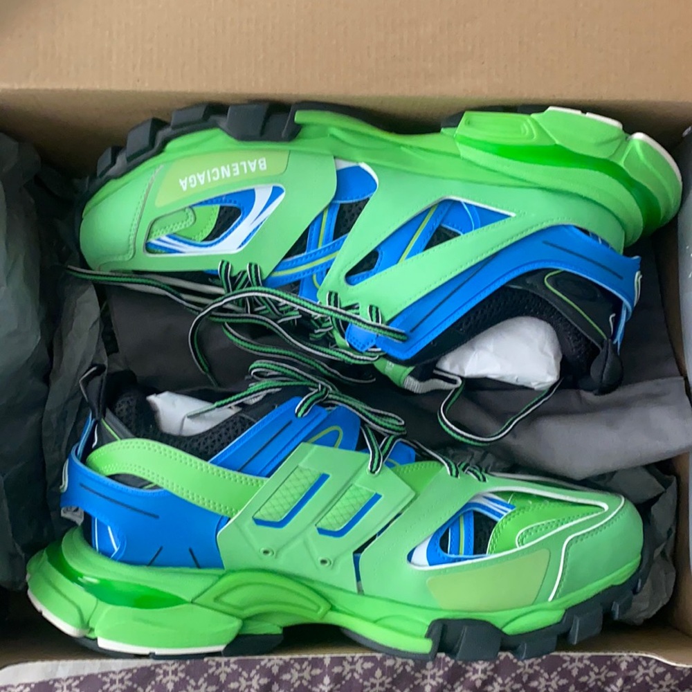 NEW balenciaga green and blue track sneaker